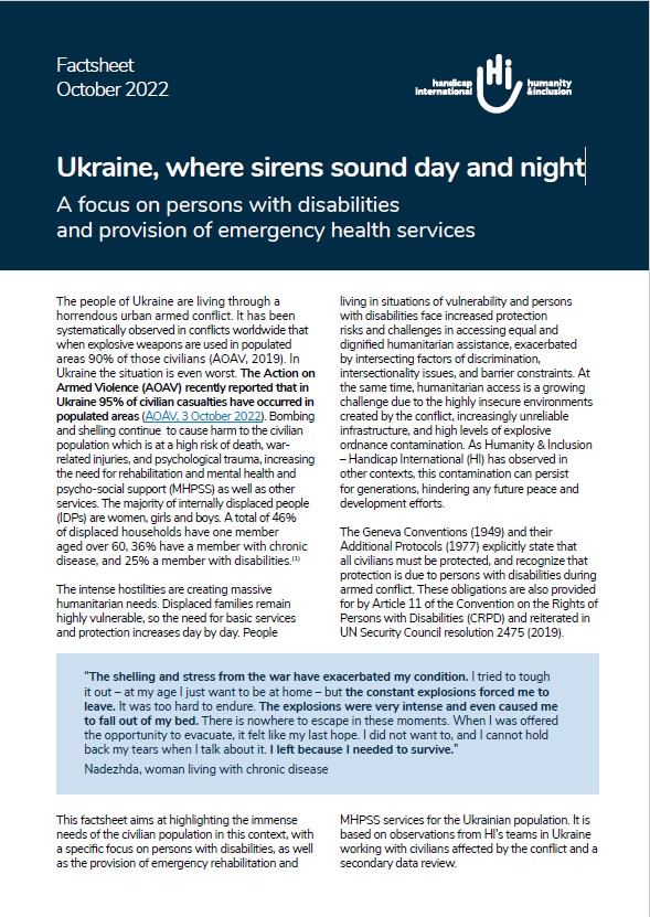 Cover of the factsheet Couverture de la factsheet